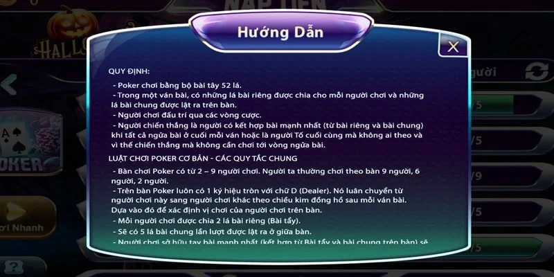 Luật chơi của game bài poker mới nhất
